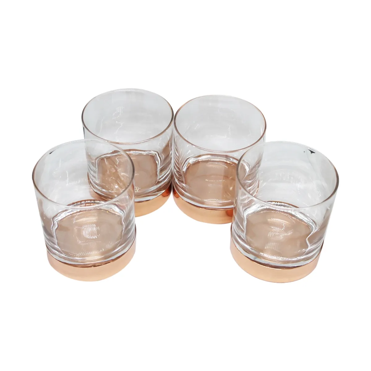 PERFECT CLASS - Set de 4 Vasos de Whisky c/base de Cobre