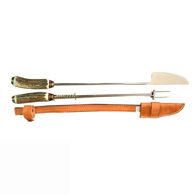 Parrillero Cuchillo Tenedor Asador Grande Ciervo Artesanal