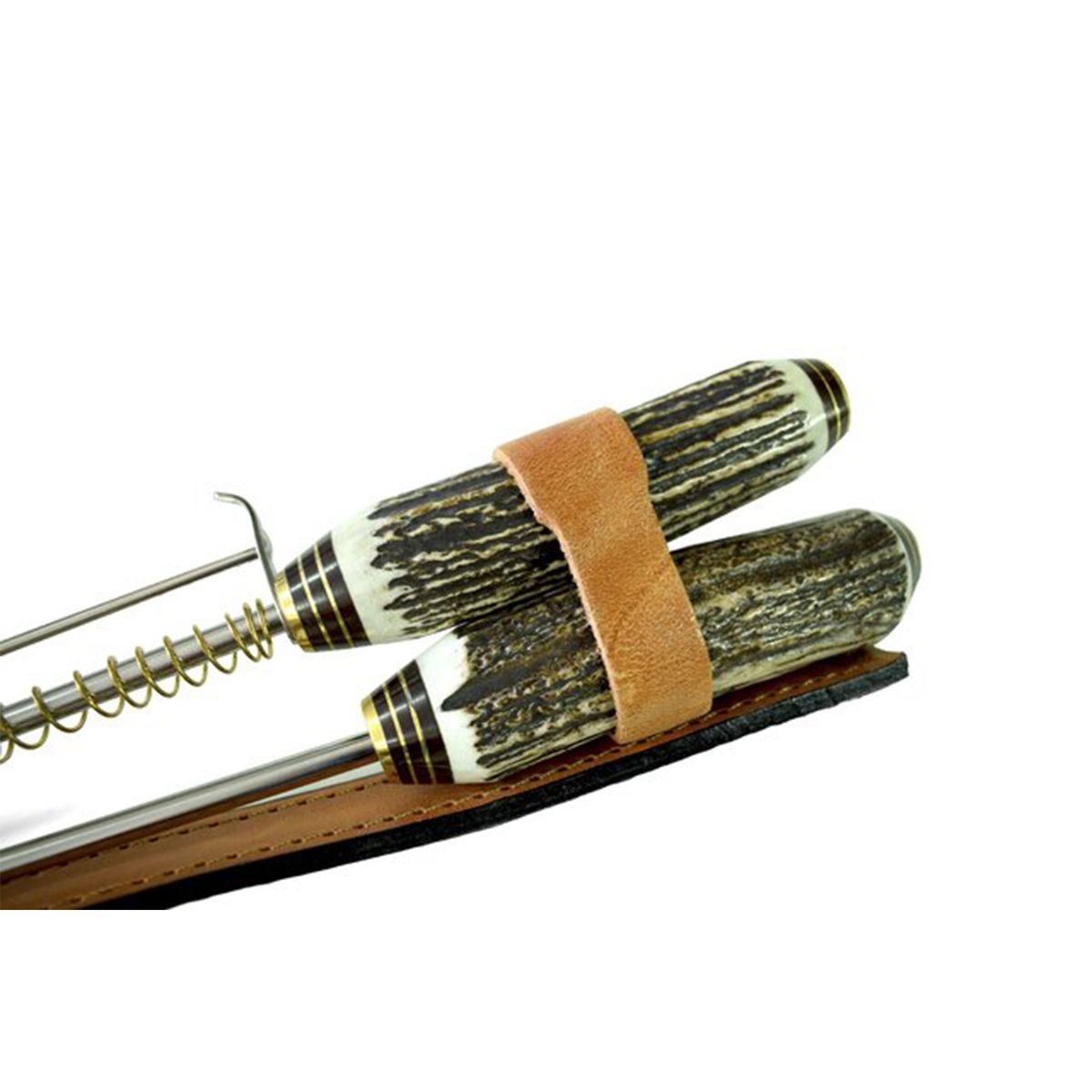 AL FILO DEL GAUCHO - Parrillero Cuchillo Tenedor Asador Grande Ciervo Artesanal