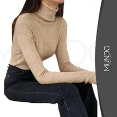MUNDO INSUMO - Beatle Sweter Cuello Alto Doble De Mujer Varios Colores