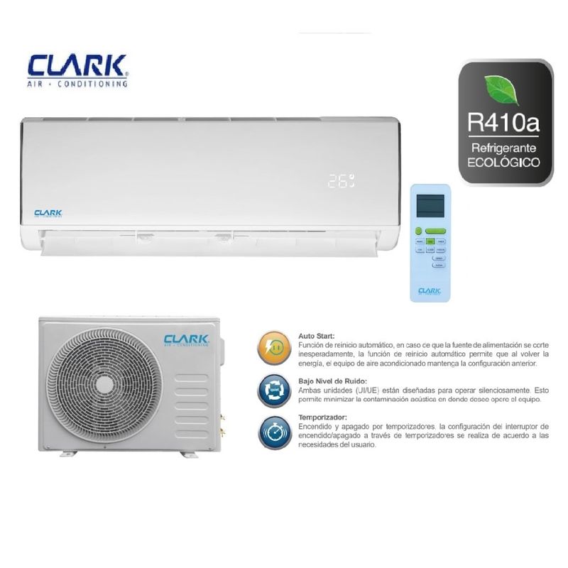 CLARK - Aire acondicionado tipo split muro de 18000 btu Clark