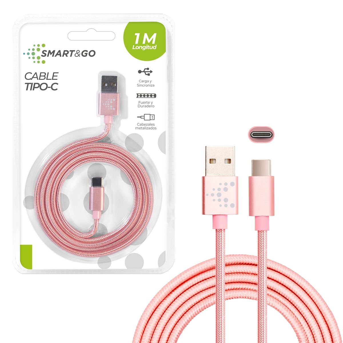 GENERICO - Cable USB C Smart&Go 1m Oro Rosa