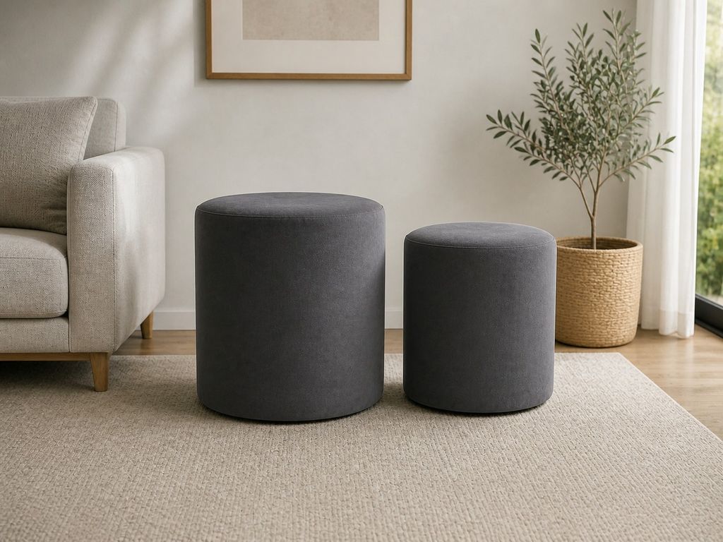 PACK X 2 POUF FELPA GRIS OSCURO