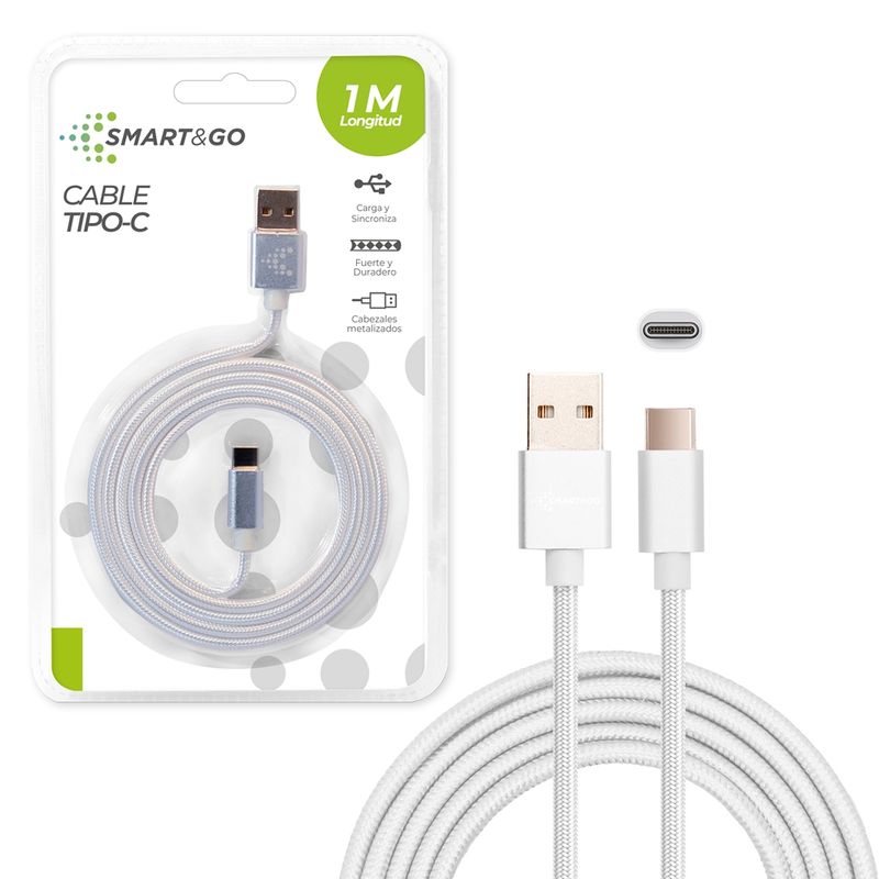 GENERICO - Cable USB C Smart&Go 1m Blanco