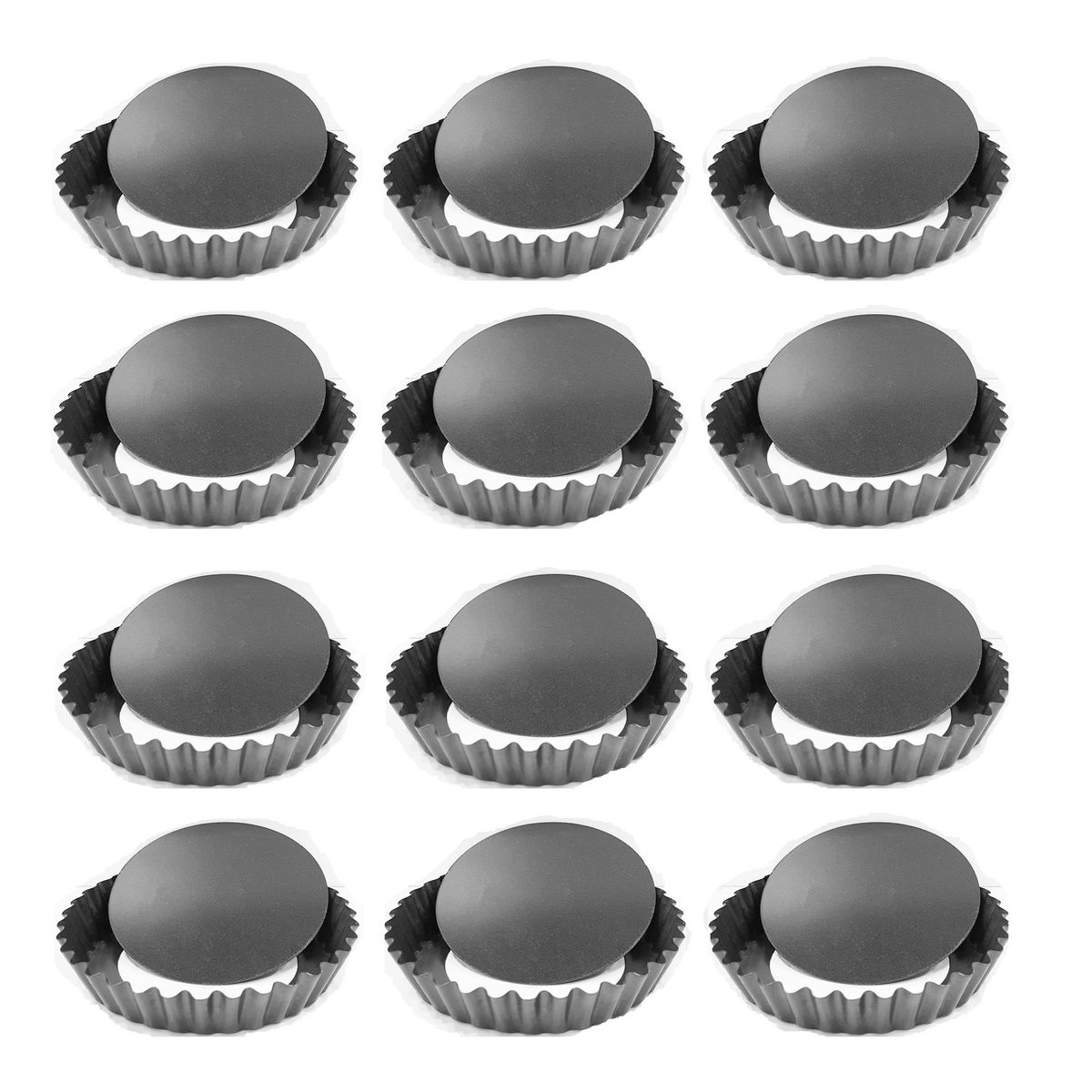 GENERICO - Pack x12 Moldes Tartaleta Desmontable Tarta Individual 13,5cm 400043