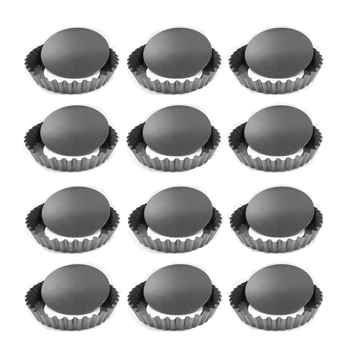 GENERICO - Pack x12 Moldes Tartaleta Desmontable Tarta Individual 13,5cm 400043