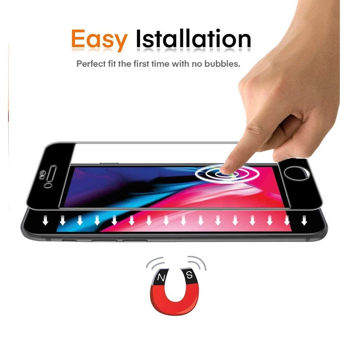 GENERICO - Lamina Vidrio Templado Completa Para iPhone 7 y 8