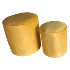 MUEBLERIA LATINA - PACK X 2 POUF FELPA AMARILLO