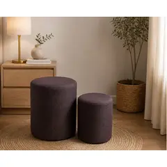 MUEBLERIA LATINA - PACK X 2 POUF LINO CHOCOLATE