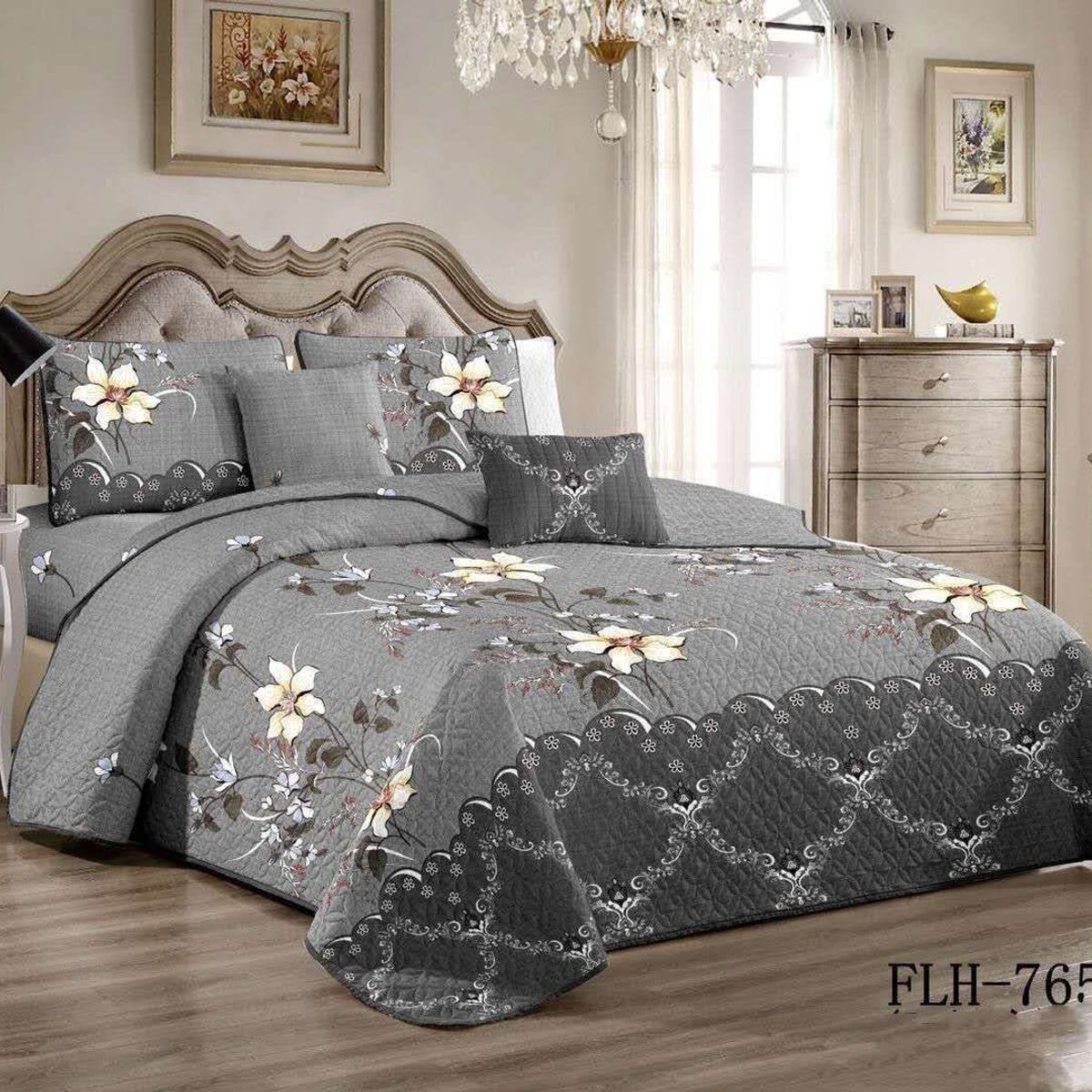 GENERICO - Cobertor Quilts de Verano 2 plazas Gris - 765