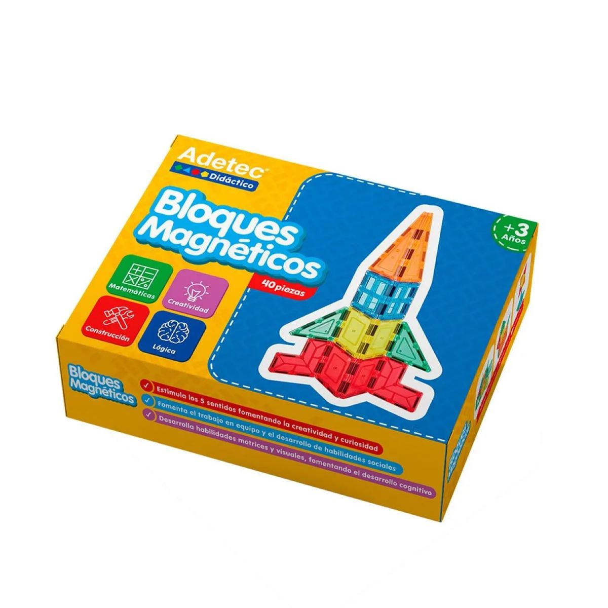 ADETEC - Bloques Magnéticos De Construcción Didácticos 40 Piezas