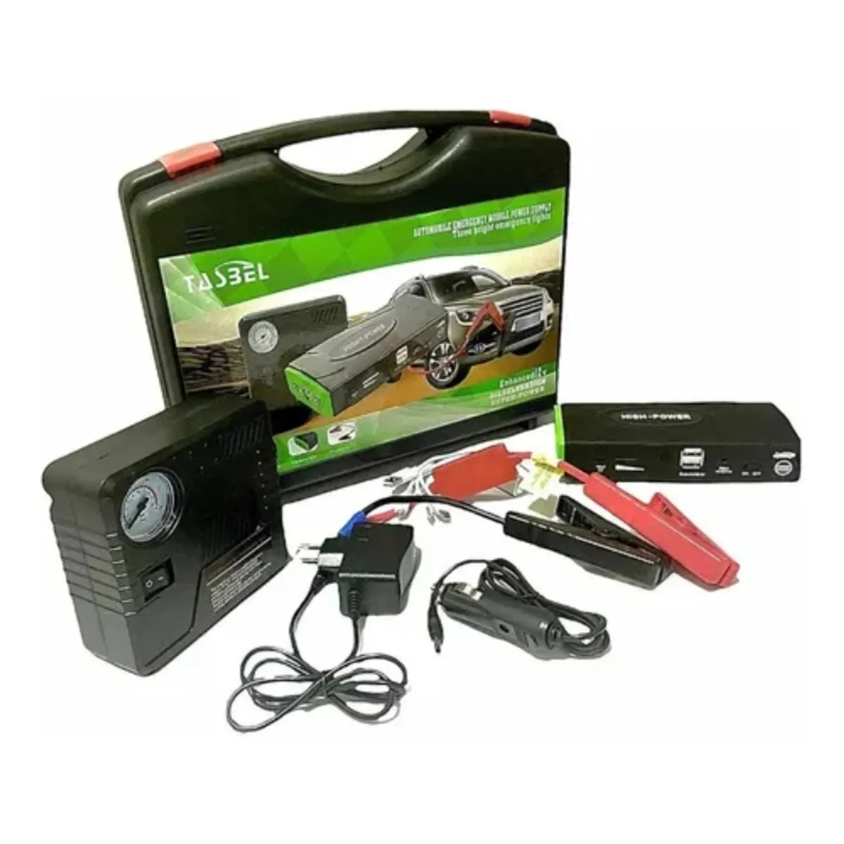 GENERICO - Partidor De Auto Batería  mas Inflador  Kit Powerbank