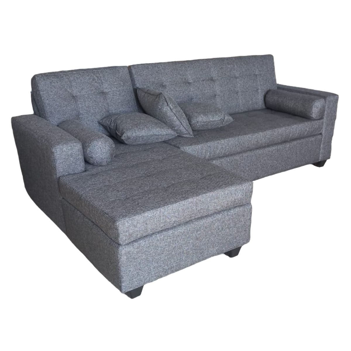 MUEBLERIA LATINA - SECCIONAL LINO LATINA IZQUIERDO GRIS OSCURO.