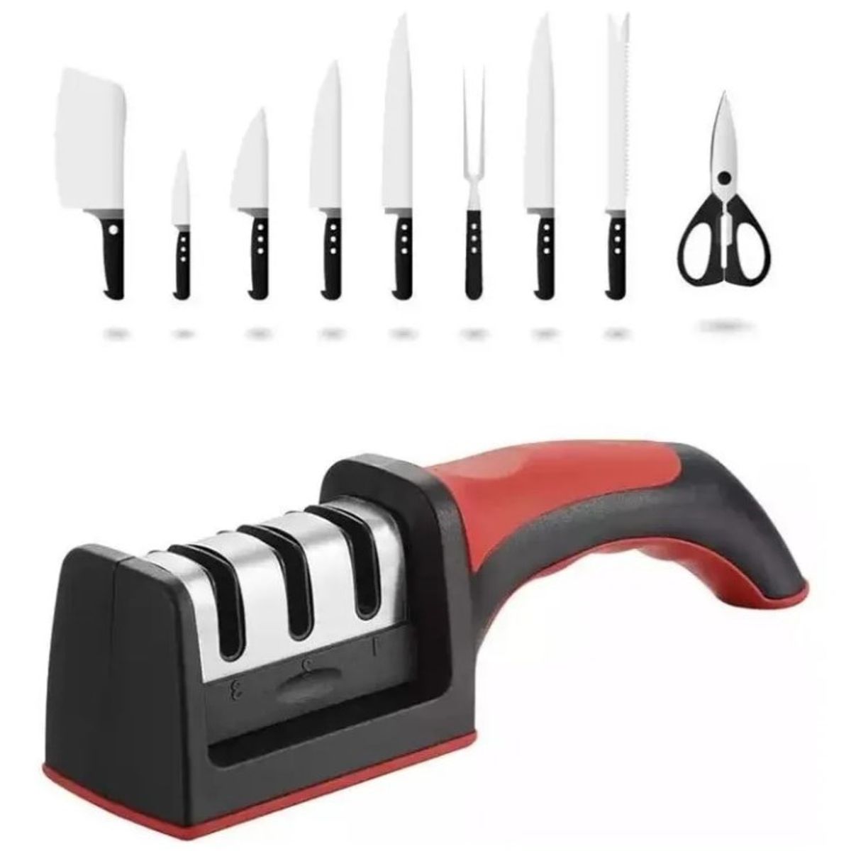 GENERICO - Afilador Amolador 3 En 1 Cuchillo Tijera Antideslizante Pro