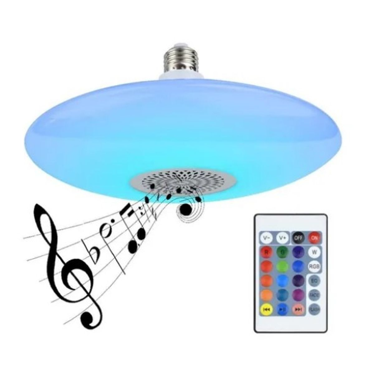 OFERTABKN - Ampolleta Ufo Rbg E27 Bluetooth Control Remoto Parlante