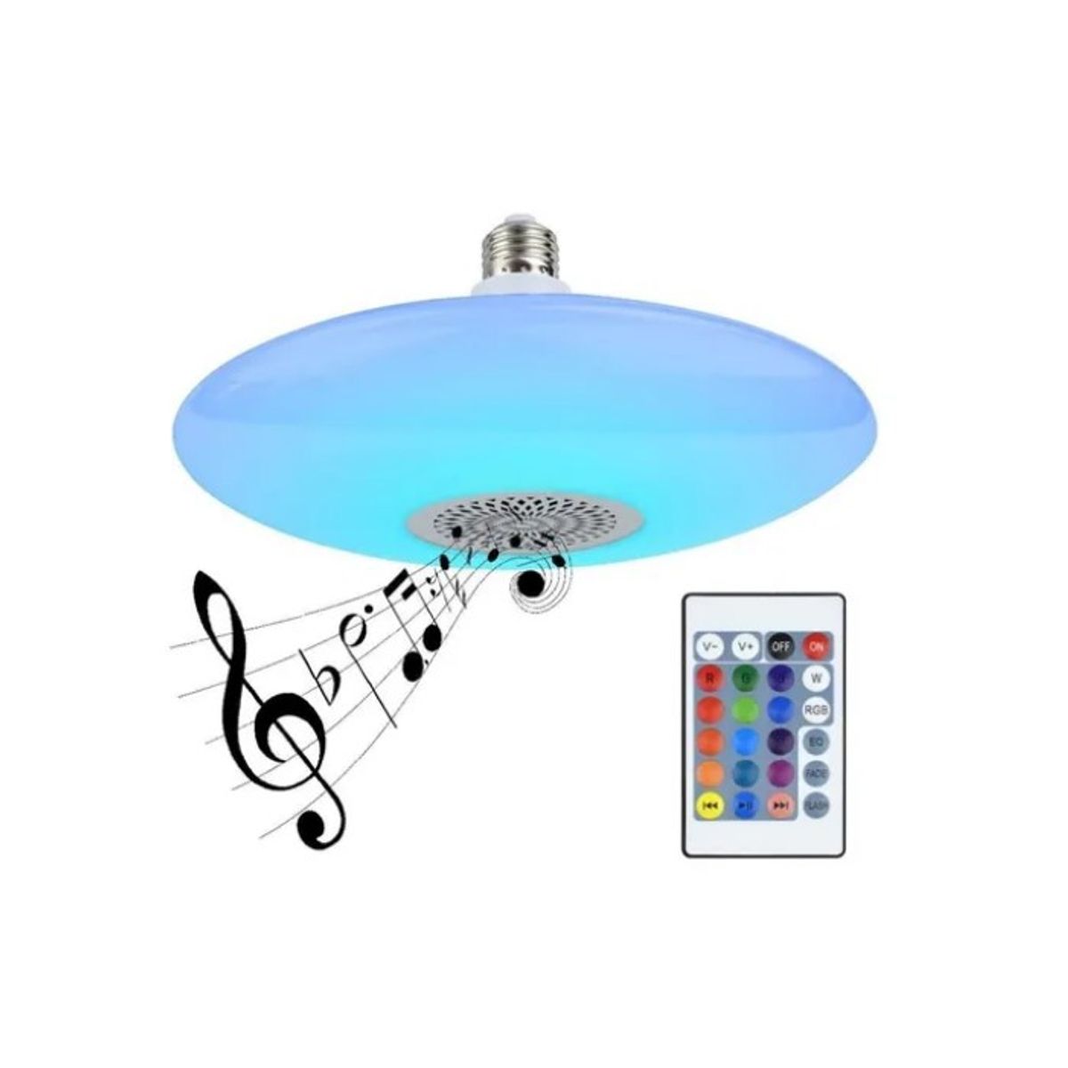OFERTABKN - Ampolleta Ufo Rbg E27 Bluetooth Control Remoto Parlante