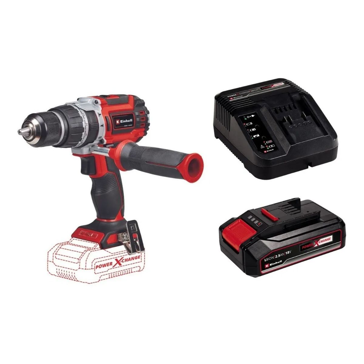 EINHELL - TALADRO ATORNILLADOR PERCUTOR 13MM 18V BATERIA + CARGADOR  EINHELL