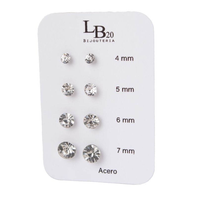 BIJOUTERIA LB20 SPA - Set de 4 Pares de Aros Punto de Luz Promo 1 - Plateado