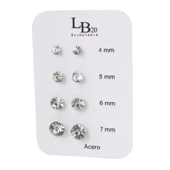 BIJOUTERIA LB20 SPA - Set de 4 Pares de Aros Punto de Luz Promo 1 - Plateado