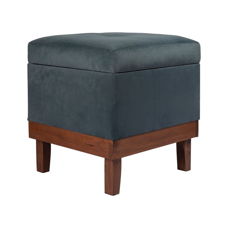GENERICO - Pouf Emilia con Baúl Azul Petróleo 45x45x46 cm Máxima Design