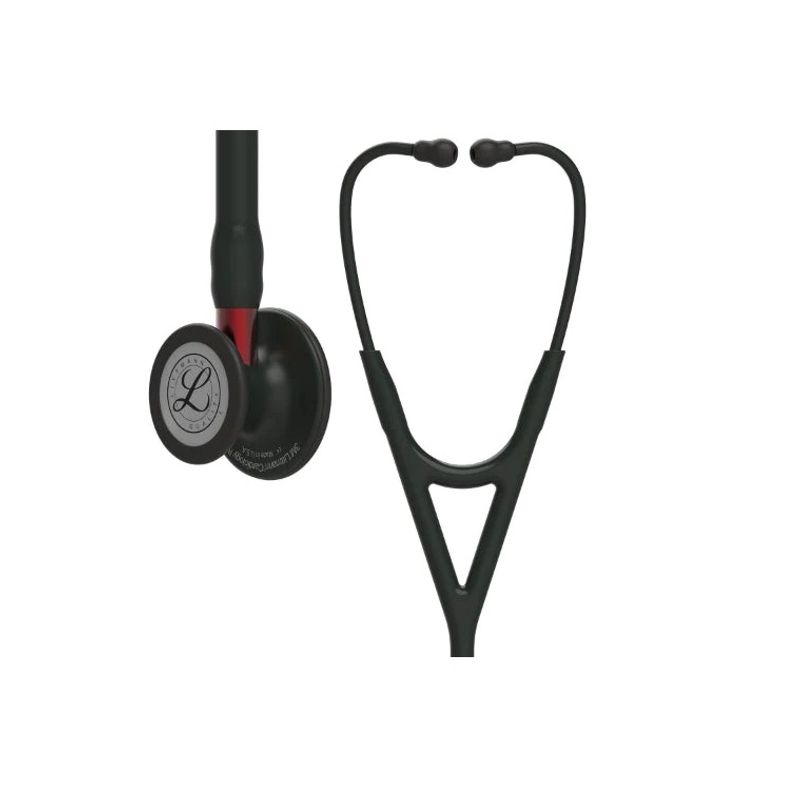 3M - Fonendoscopio Littmann Cardiology IV Black Edition Vástago Rojo 6200