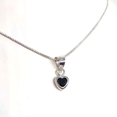 Imagen 2 del producto Collar Corazón Circón Negro Plata Fina 925