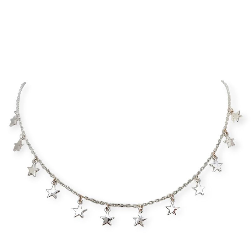 ANDREA COGGIOLA JOYAS - Collar Choker 12 Estrellas Plata Fina 925
