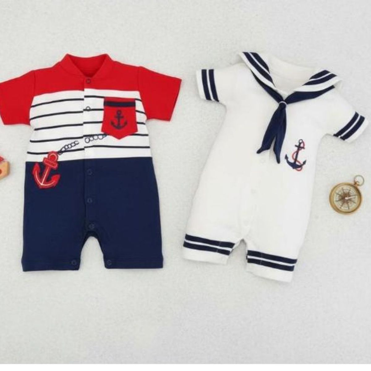 ENCANTO - 2x Enteritos Cortos Bebé Marineritos 100% Algodón -ENVIO GRATIS