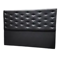 GENERICO - Respaldo King Negro Eco Cuero a piso Muebles Rimar 182x130x8