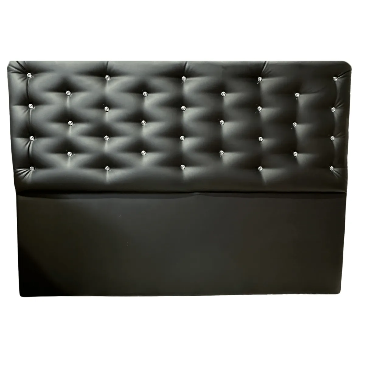 GENERICO - Respaldo King Negro Eco Cuero a piso Diamante Muebles Rimar