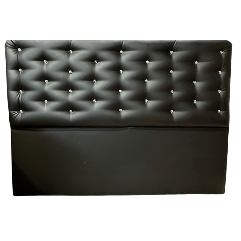 GENERICO - Respaldo King Negro Eco Cuero a piso Diamante Muebles Rimar