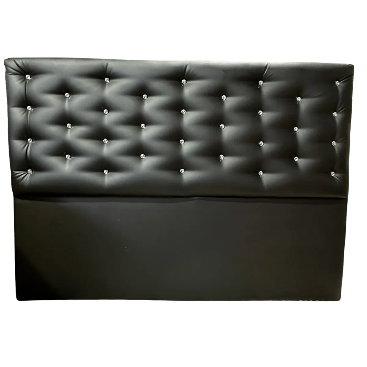 GENERICO - Respaldo King Negro Eco Cuero a piso Diamante Muebles Rimar