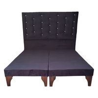 Base Europea Div 2 Plaza Respaldo Negro Felpa a Piso Botón Diamante.