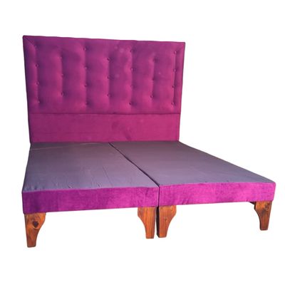 Imagen 2 del producto Base Europea Div 2 Plaza Respaldo Morado Felpa a Piso Muebles Rimar