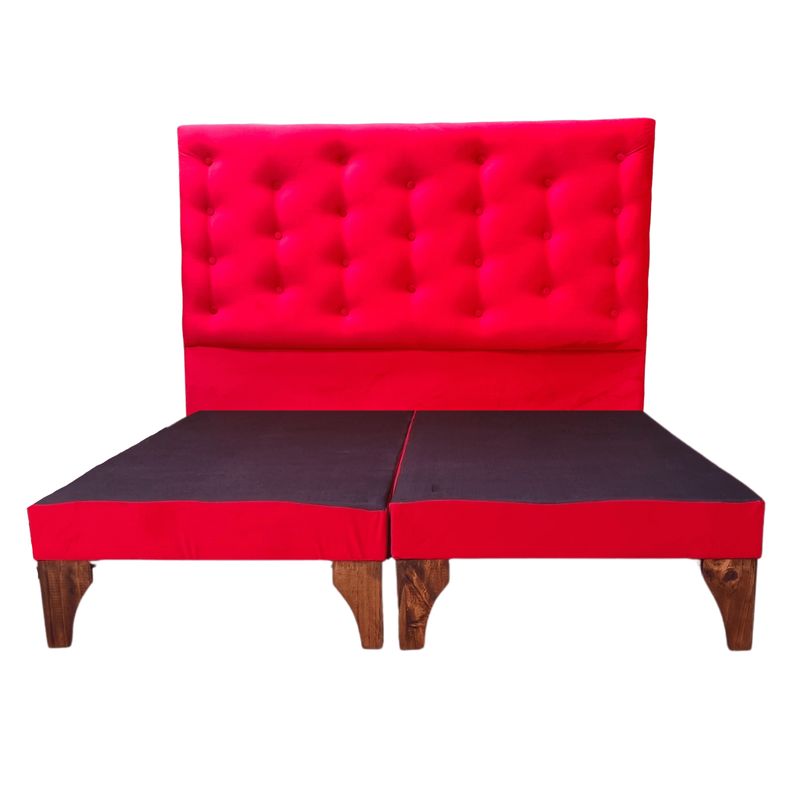 GENERICO - Base Europea Div 2 Plaza Respaldo Rojo Felpa a Piso Muebles Rimar