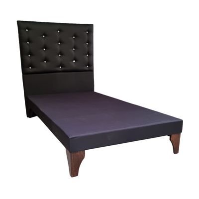 Imagen 2 del producto Base Europea 1.5P Respaldo Negro Eco Cuero a Piso Botón Diamante.