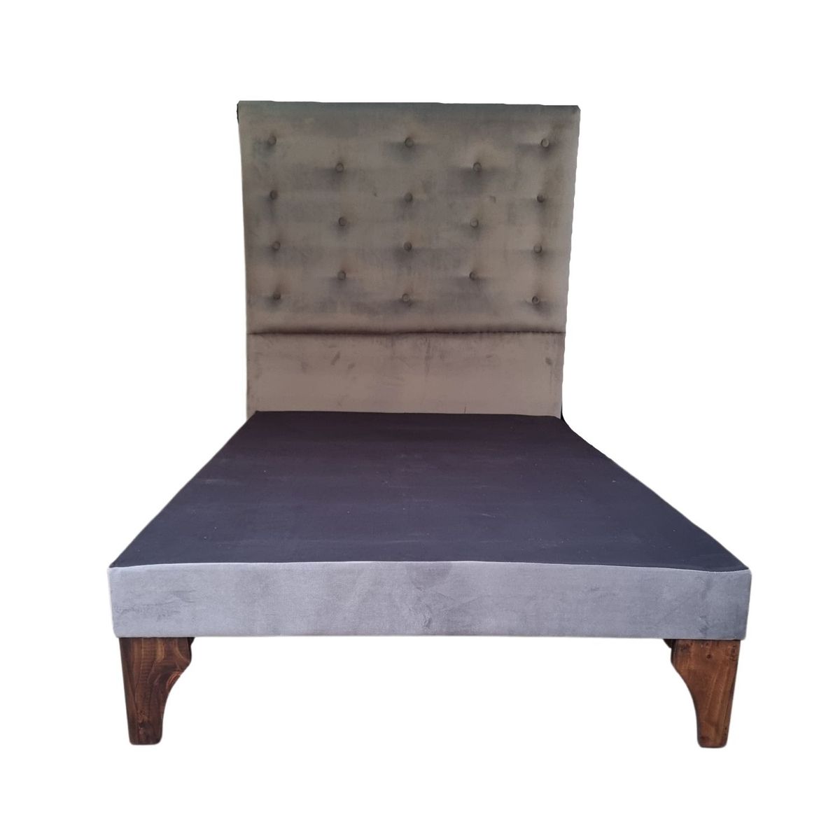 GENERICO - Base Europea 1.5P  Respaldo Gris Felpa a Piso Botone.