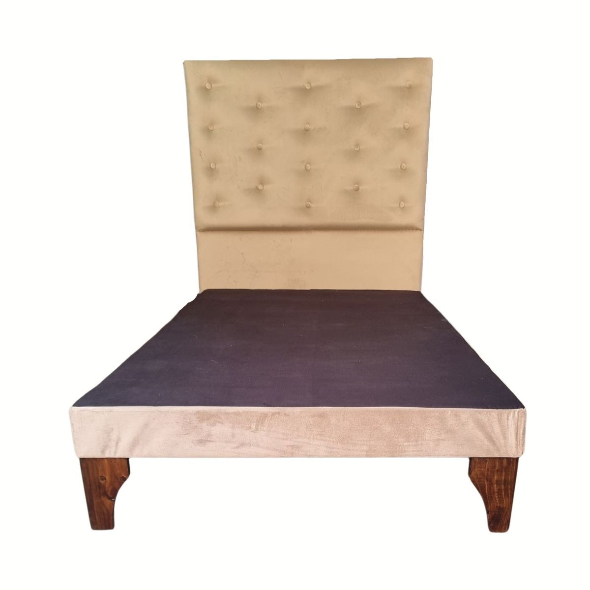 GENERICO - Base Europea 1.5P  Respaldo Beige Felpa a Piso Botone.