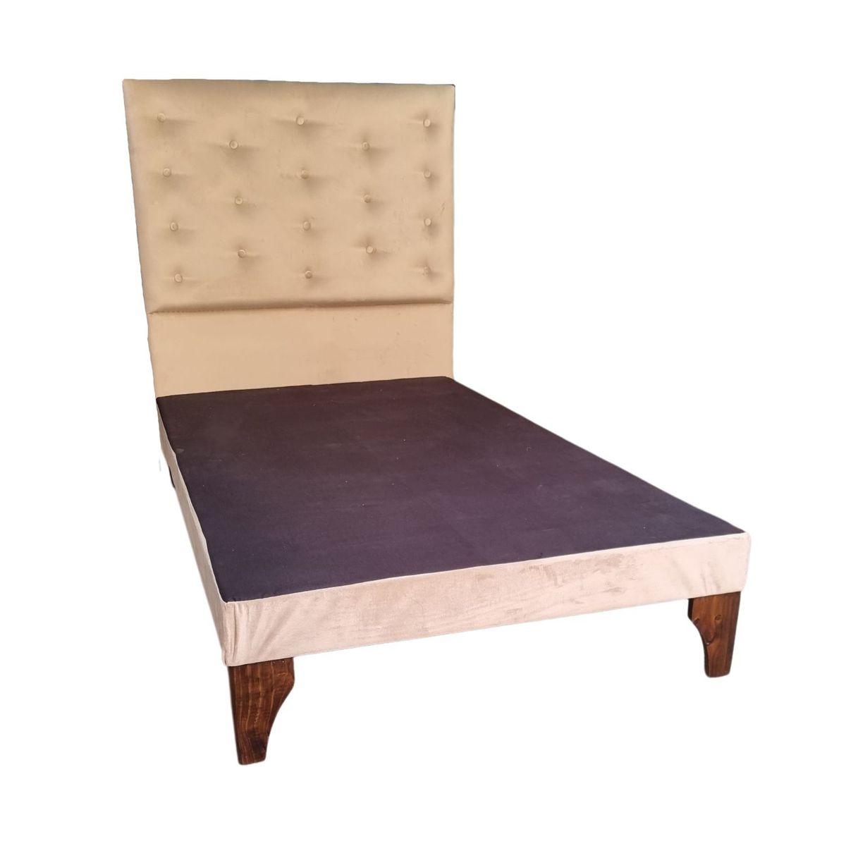 GENERICO - Base Europea 1.5P  Respaldo Beige Felpa a Piso Botone.