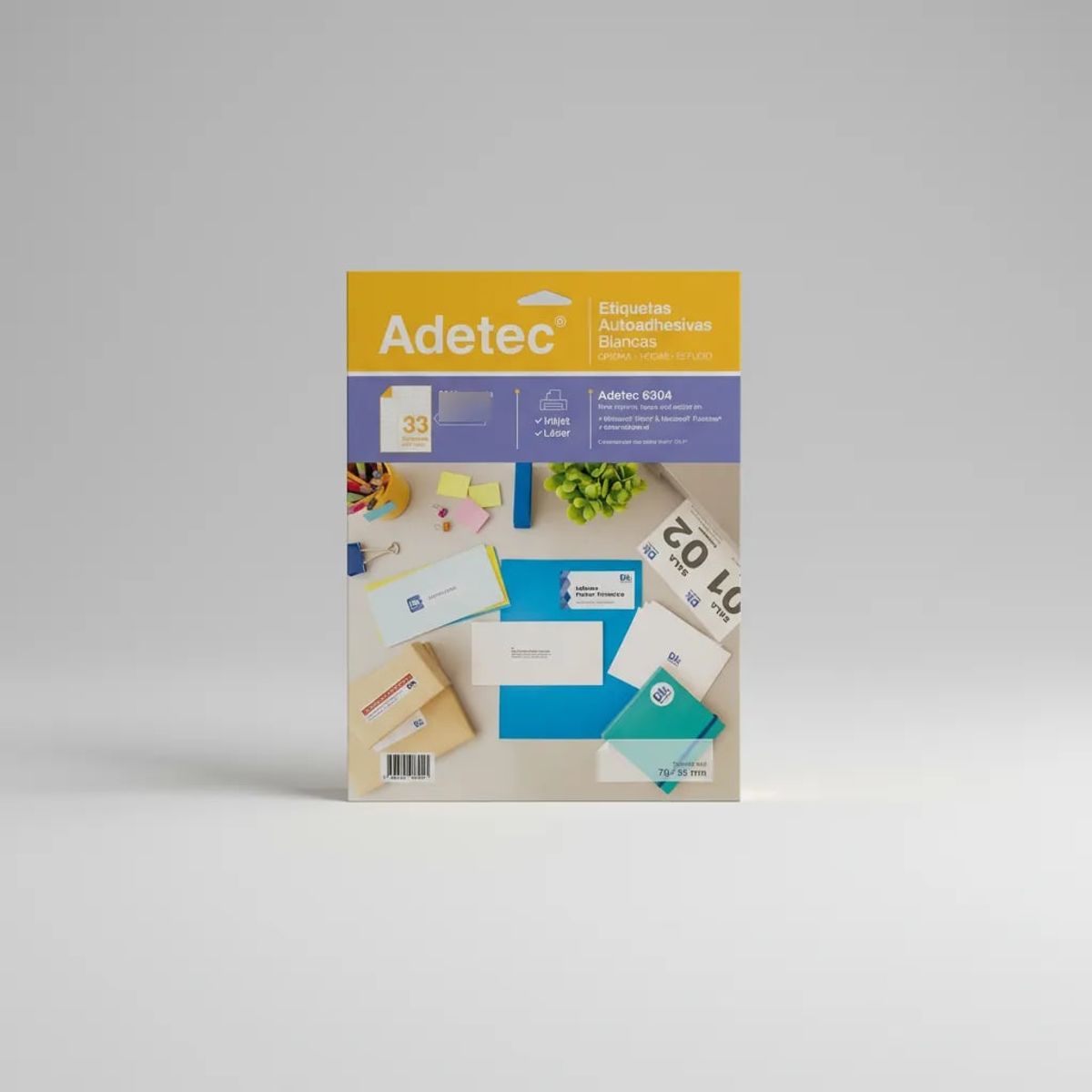 ADETEC - 825 Etiquetas Adhesivas Inkjet/laser 70x25 mm 25 Hj - 6304