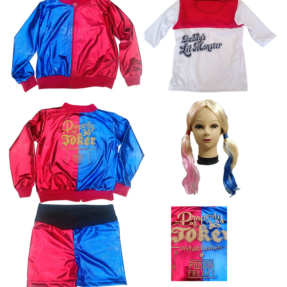 TODODISFRACESCHILE - Disfraz Harley Quinn Deluxe con Peluca Talla 8