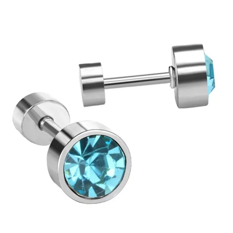 GENERICO - Mini Aros Acero Quirúrgico Piedra Circón 3MM.