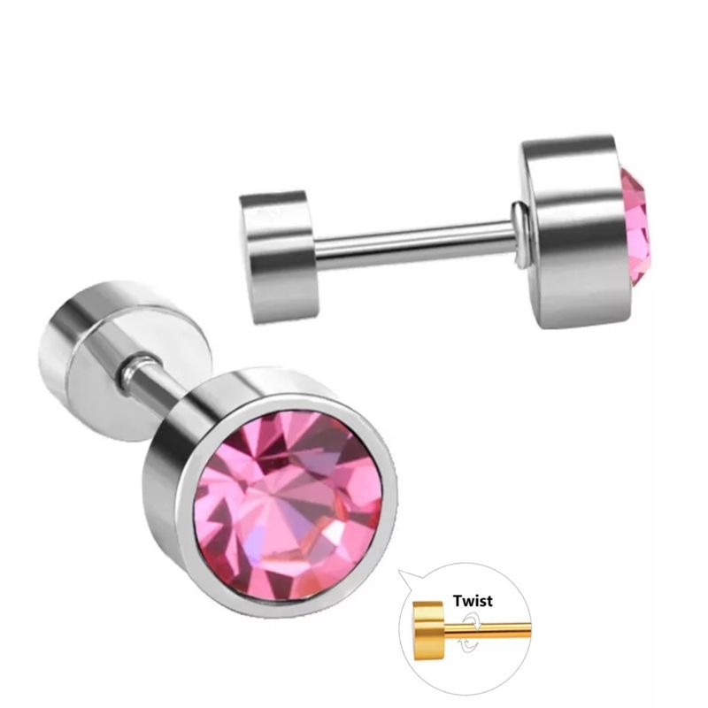 GENERICO - Mini Aros Acero Quirúrgico Piedra Circón 3MM.