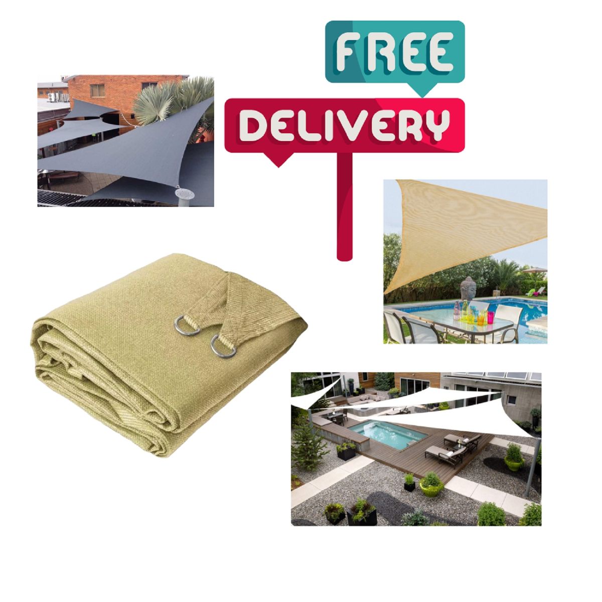 GENERICO - TOLDO VELA DE 5MT LONA IMPERMEABLE Y RESISTENTE AL SOL ITEM1387-2