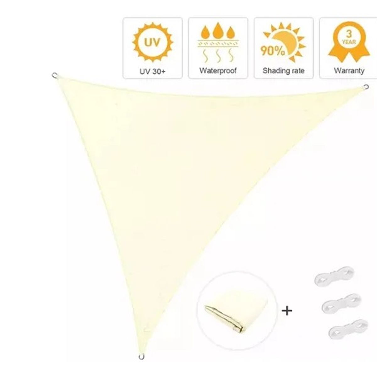 GENERICO - TOLDO VELA DE 5 METROS TELA IMPERMEABLE Y RESISTENTE AL SOL UV