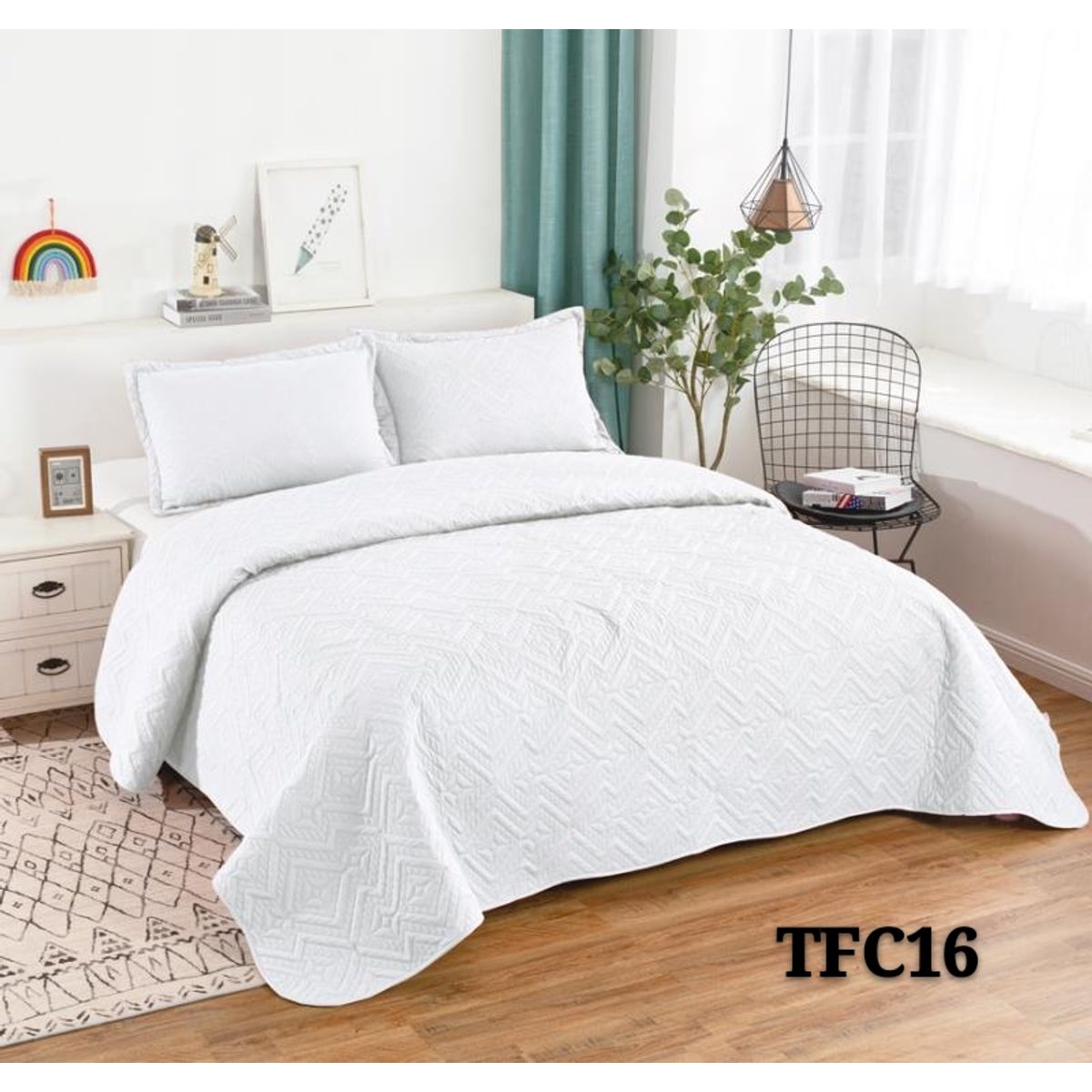 GENERICO - Cubrecama Quilt Verano King Blanco