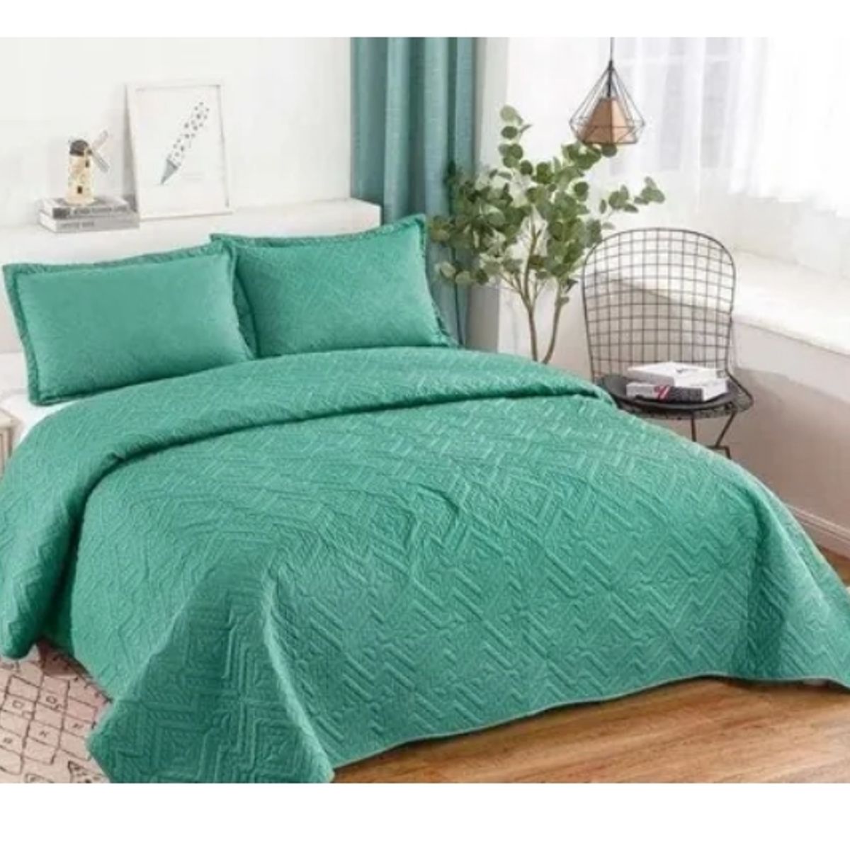 GENERICO - Cubrecama Quilt Verano King Verde