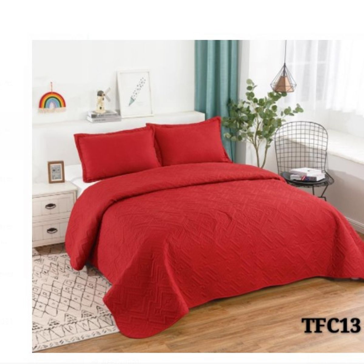GENERICO - Cubrecama Quilt Verano 2Plazas Rojo
