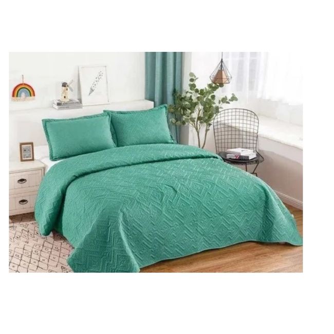 GENERICO - Cubrecama Quilt Verano 1,5 Plazas Verde