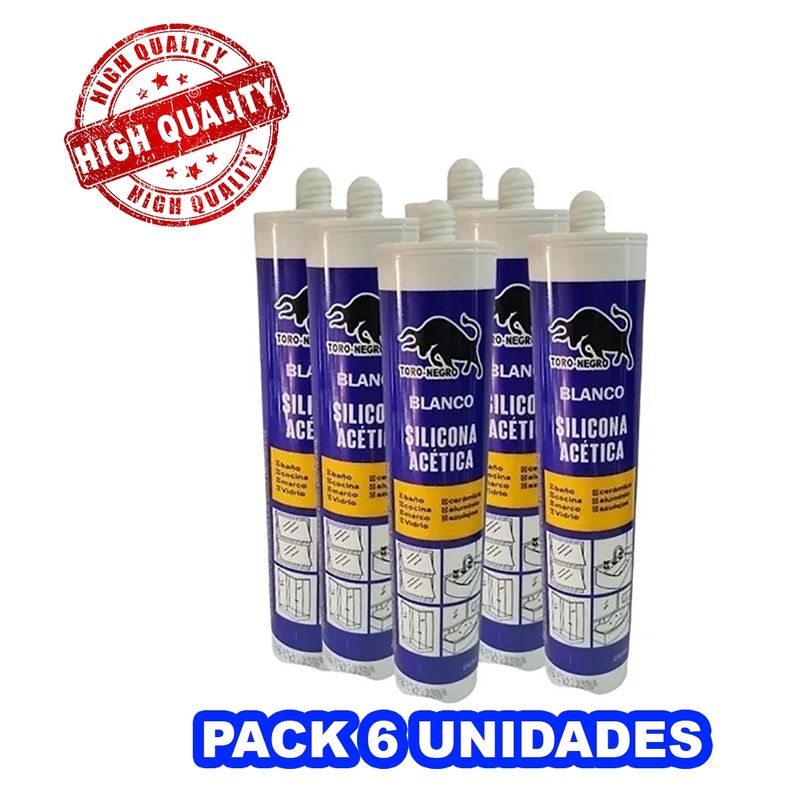 OEM - Pack 6 Silicona Blanca Baño Cocina Cerámica Vidrios 280ml
